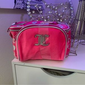 NWT Juicy Couture Pink Rhinestone Makeup Bag Train  Travel Case Hot Pink…